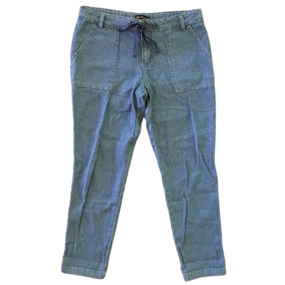 LEE Hickory Stripe Denim Utility Pants  Tapered leg Drawstring  SZ 8 - Picture 3 of 10